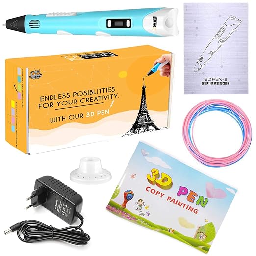 REES52® Second Generation 3D Pen for Kids/Adults/Children (3D-Printing Pen for 3D Drawing, Doodling, Arts, Crafts, Model Making) - 3D Pen with Display (Blue) REES52® Second Generation 3D Pen for Kids/Adults/Children (3D-Printing Pen for 3D Drawing, Doodling, Arts, Crafts, Model Making) - 3D Pen with Display (Blue)